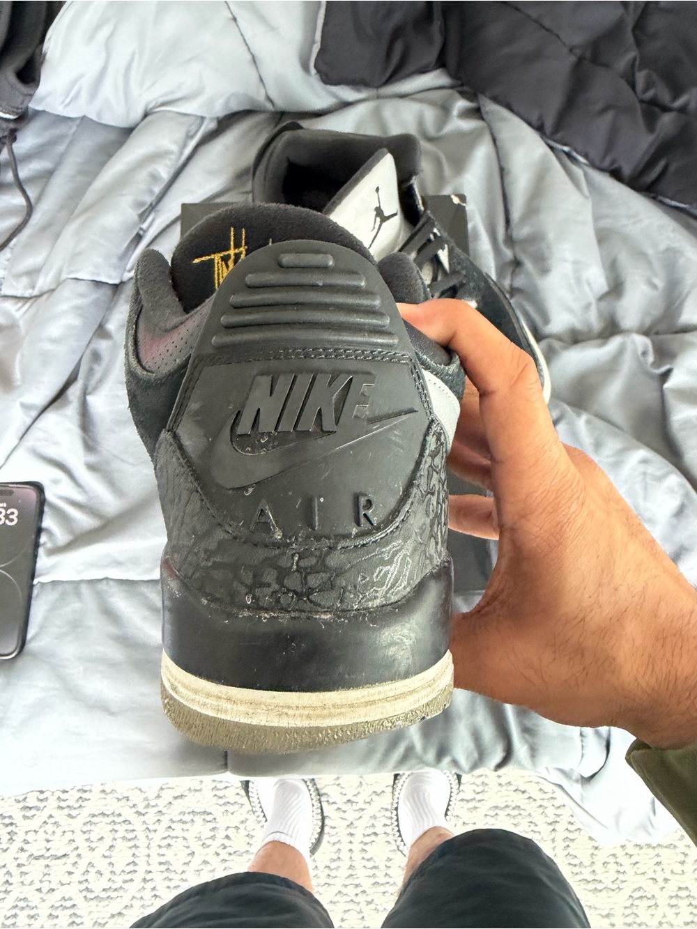 Nike Black and Gray Air Retro Heel Sneakers